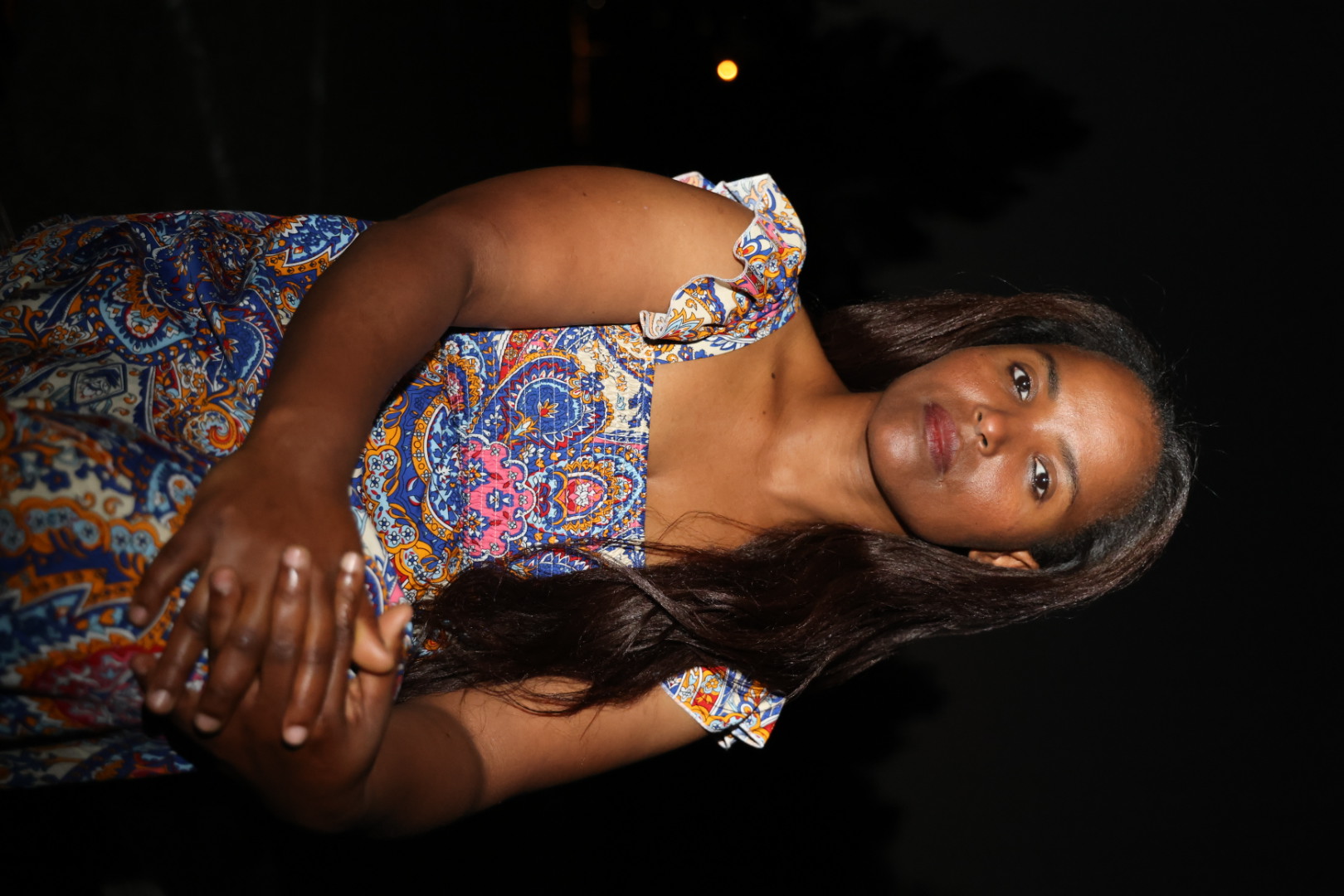Landscape portrait against a dark background